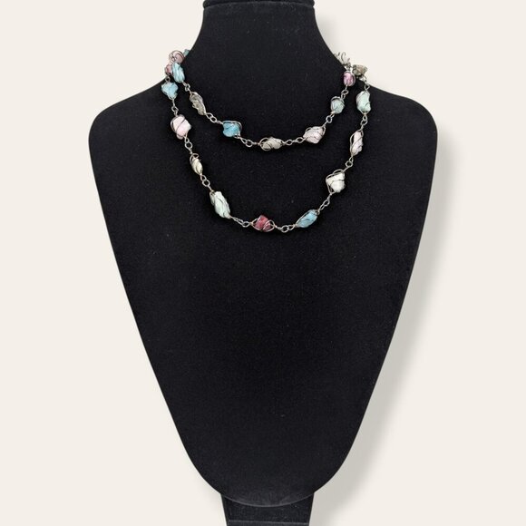 Vintage Wire Caged Natural Stone Necklace - Picture 3 of 6